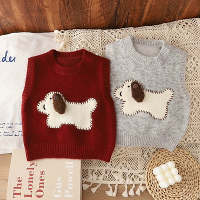 2025针织女童男童新款马甲秋冬款洋气儿童马甲宝宝外穿坎肩圆领