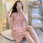 睡裙女夏季 宽松家居服 粉色宽肩吊带裙睡衣女可爱甜美公主风中长款