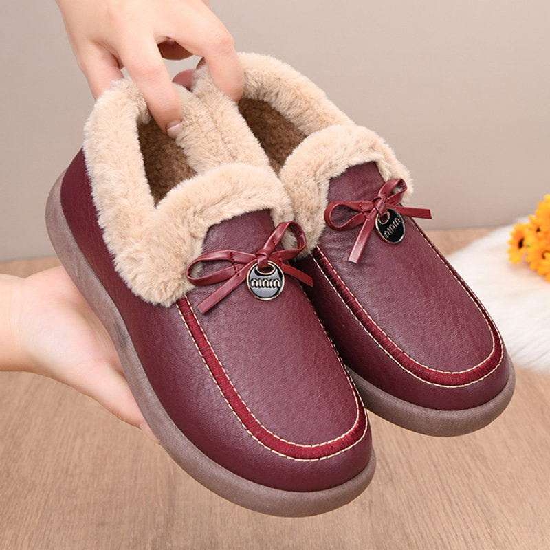 老北京布鞋女冬季一脚蹬加绒加厚棉鞋防水皮面妈妈防滑保暖豆豆鞋,女鞋,传统布鞋,淘宝优惠券,粉丝福利购,淘宝优惠卷