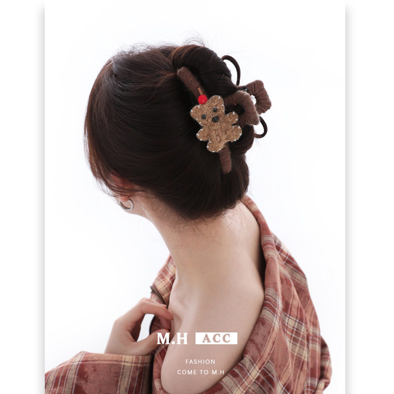 新款个性小众卡通可爱秋冬咖色毛绒小熊发夹一字夹后脑勺抓夹高级,饰品/流行首饰/时尚饰品新,发饰,淘宝优惠券,粉丝福利购,淘宝优惠卷