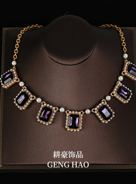 新款个性小众中古vintage轻奢紫