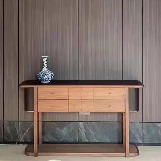 妙境玄关柜宋式现代简约黑胡桃新中式高档设计师玄关式实木门厅柜