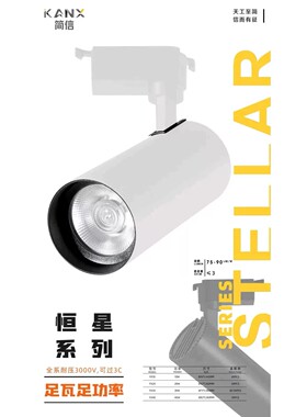简信照明超亮LED轨道灯30W白光暖光中性光射灯高寿命轨道灯