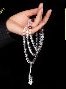 天然白水晶手链108颗佛珠