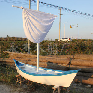 可定制两头尖木船白色帆船欧式木船帆船摆件景观船手划船