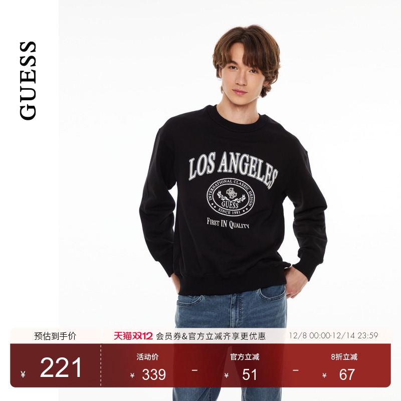 GUESS休闲风舒适纯棉长袖卫衣