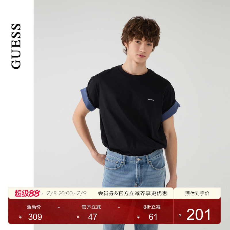 GUESS日常打底圆领短袖T恤