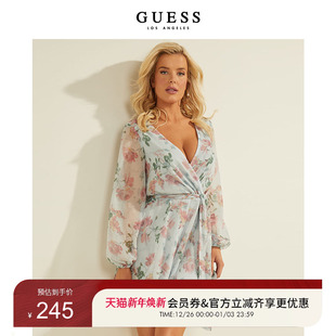 GUESS女士V领复古园艺风印花长袖 W1YK61RDWT0 连体裤