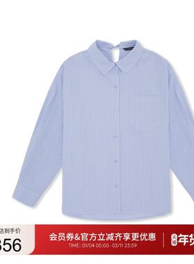 GUESS女士温柔宽松学院风百搭纯棉长袖衬衫-YO3W1250