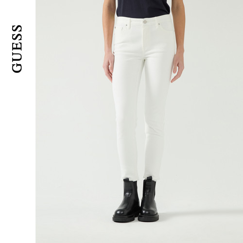 GUESS百搭纯白直筒铅笔牛仔裤