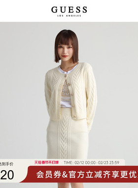 GUESS女士气质休闲舒适针织开衫毛衣外套W3RR28Z2V42