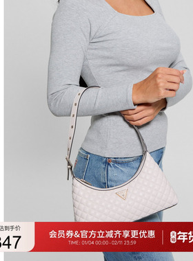 GUESS女士时尚菱格纯色法棍腋下单肩包-EQG954117