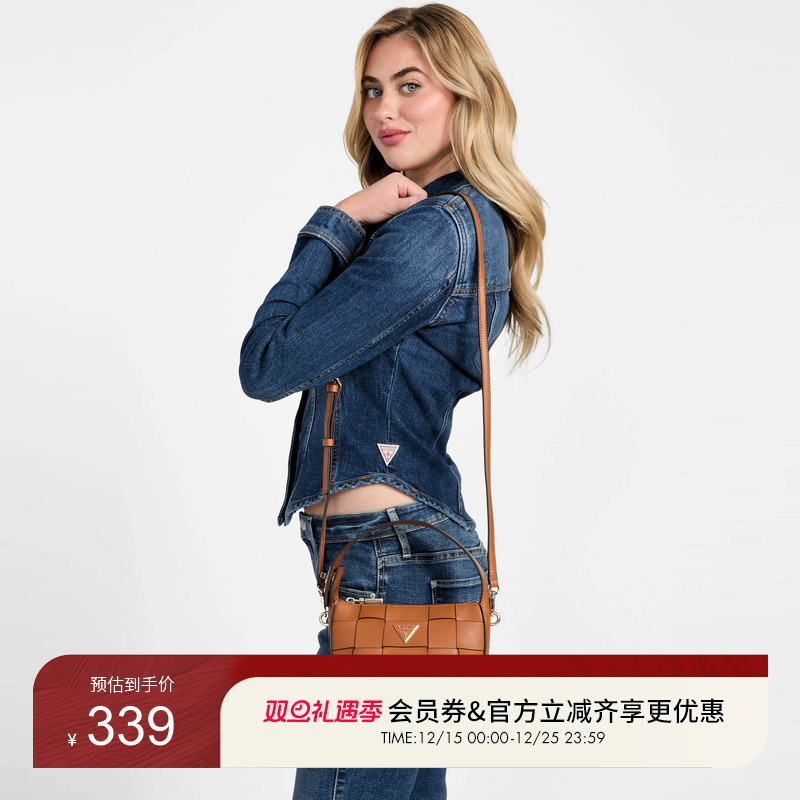 GUESS女士复古质感简约通勤都市时尚单肩包-WG966172