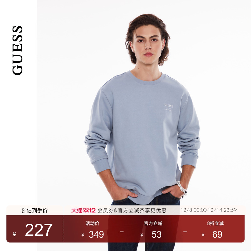 GUESS印花logo圆领套头卫衣