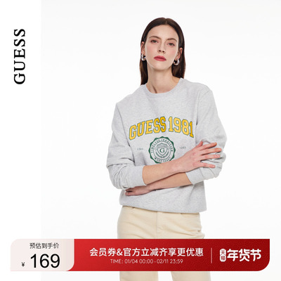 GUESS百搭logo圆领套头卫衣