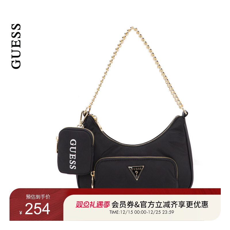 GUESS纯色多口袋百搭单肩包