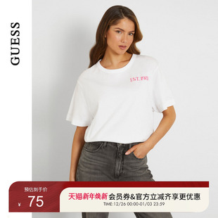 GUESS女士背部撞色设计款 W4GI19JA914 白色T恤短袖