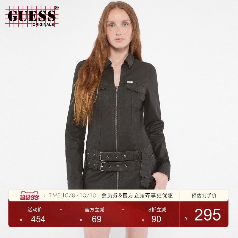 GUESS都市多口袋双腰带连衣裙