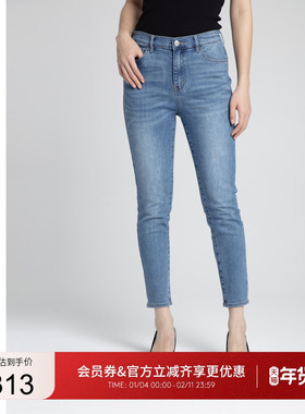 GUESS女士经典气质百搭水洗直筒烟管裤-W4PD1GD51V0