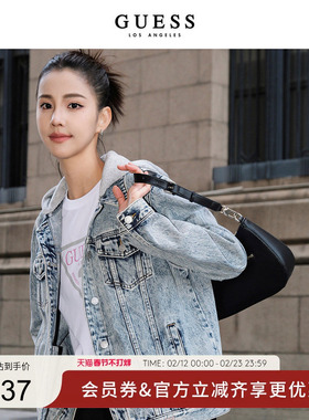 GUESS女美式品质时尚可拆卸连帽牛仔外套夹克-Q3PN12D51V0