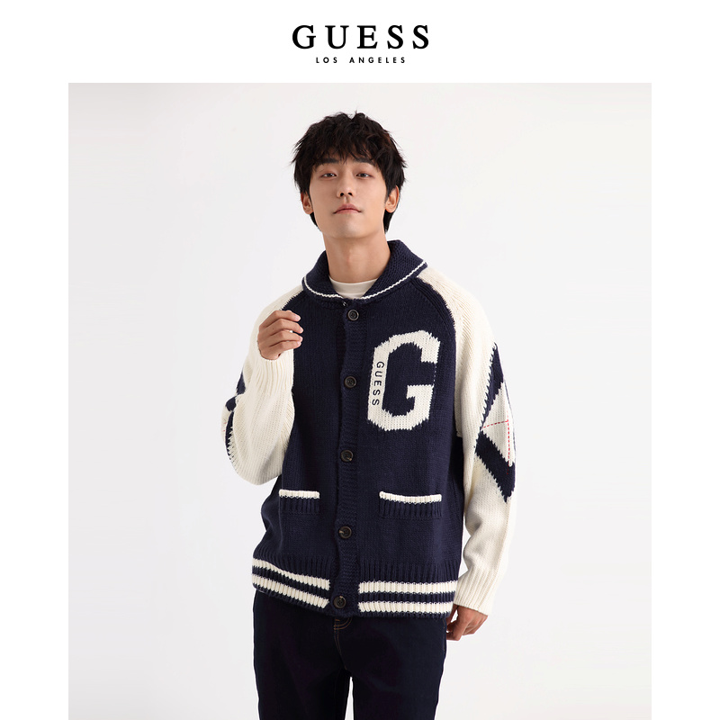 GUESS宽松百搭针织开衫外套