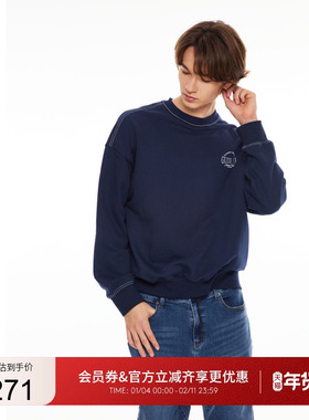 GUESS男女同款运动休闲风简约圆领长袖卫衣-MO3K5492