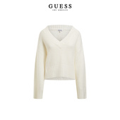 GUESS女士温柔慵懒风纯白领套头针织衫 毛衣