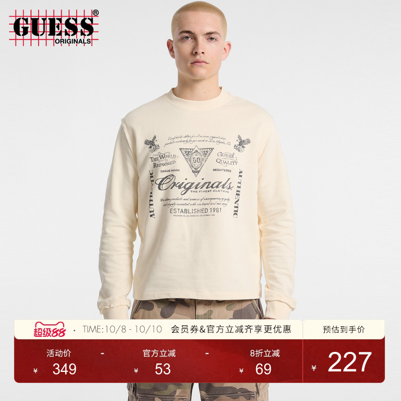 GUESSOriginals字母印花长袖T恤
