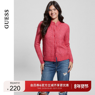 GUESS女士法式镂空钩花针织含羊毛开衫-W4BR0LZ3LG0