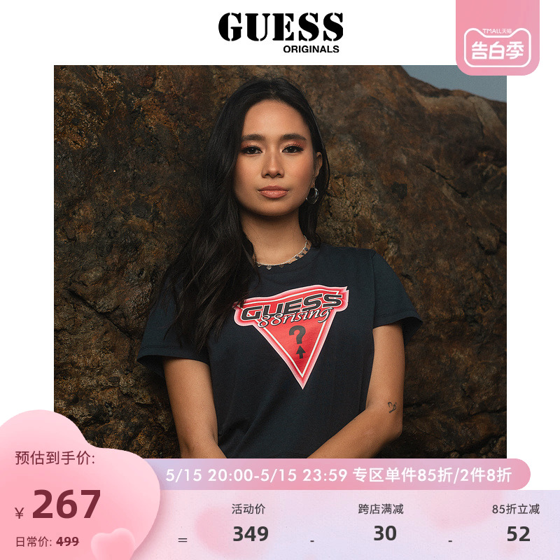 GUESS新夏女百搭显瘦短袖T恤上衣