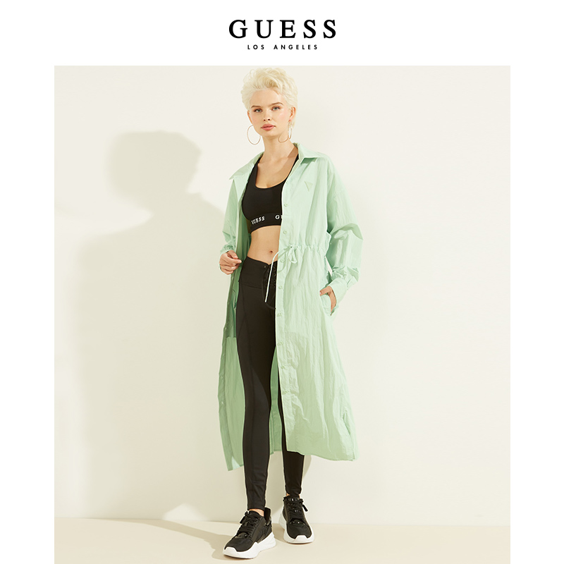 GUESS女士翻领长款风衣