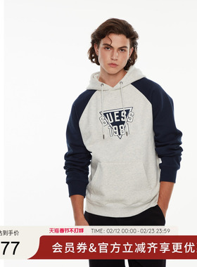 GUESS男女同款运动拼色插肩长袖卫衣-M4PP40K2Q40