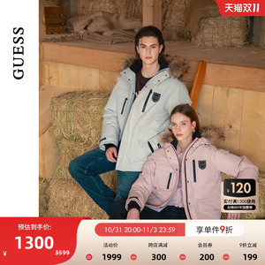 GUESS24年新款冬季女士保暖貉子毛领派克羽绒服-W4PL4AW55R0