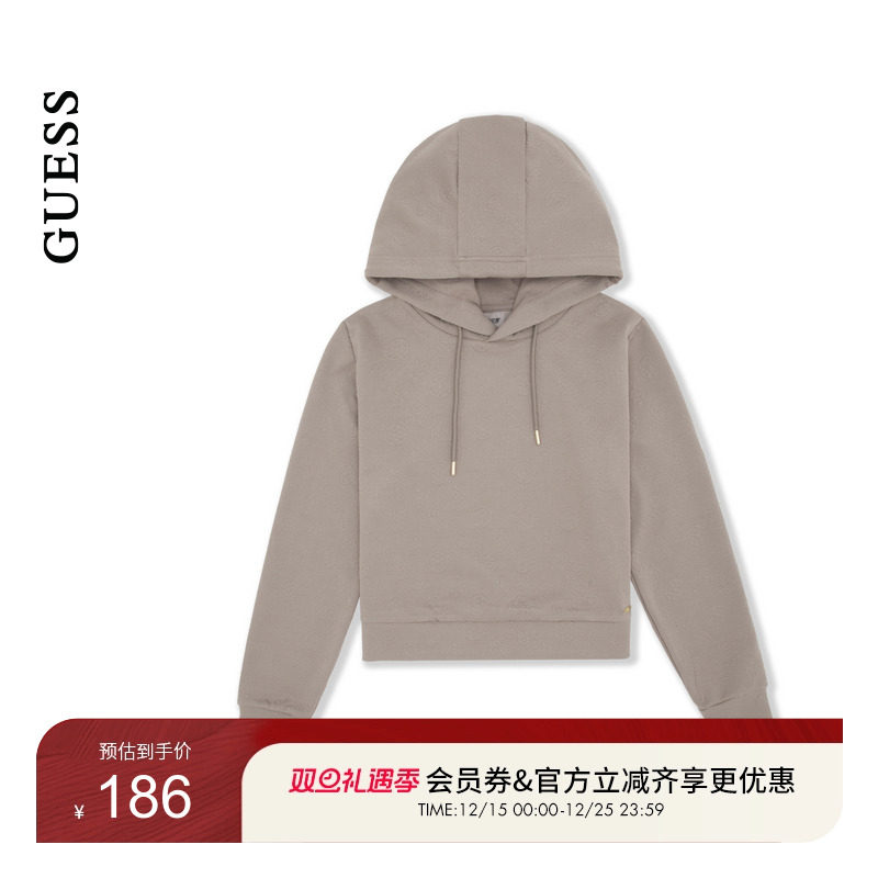GUESS慵懒感纯色连帽卫衣