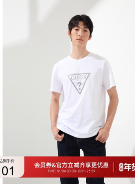 GUESS男女同款美式百搭通勤大logo短袖T恤-MO2K9403