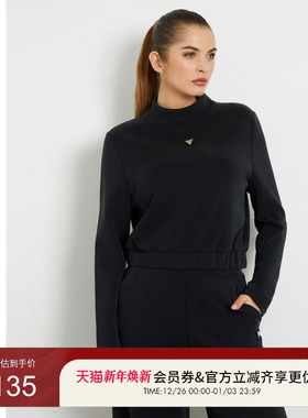 GUESS女士纯色百搭金属logo长袖卫衣-V4YQ05KCAY2