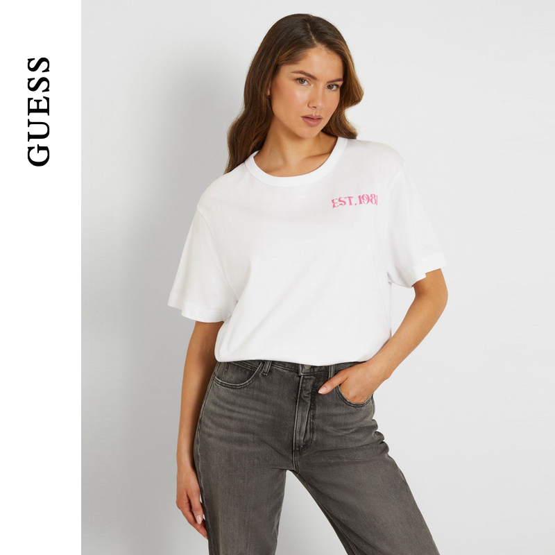 GUESS撞色设计款白色T恤短袖