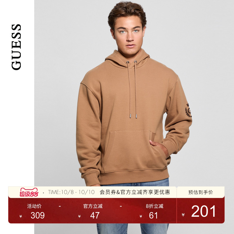 GUESS休闲连帽长袖卫衣
