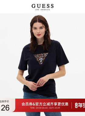 GUESS男女同款法式宽松设计感logo设计正肩T恤上衣-M3GI23J1314