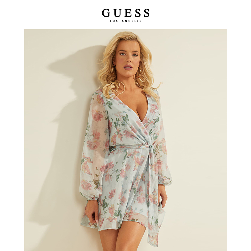 GUESS时尚印花长袖连体裤