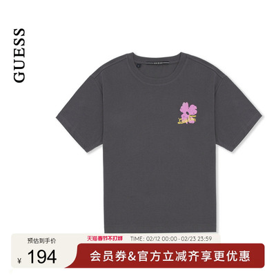 GUESS印花百搭圆领短袖T恤