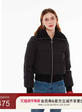 GUESS女士时尚都市气质螺纹翻领绗缝羽绒服-OO4W5899