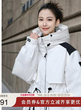 GUESS女士防工装时尚多口袋派克登山中长款羽绒服-Q3PL17W55RA