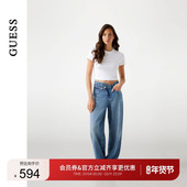 GUESS25年新款 早秋女士浅蓝自然水洗清新高腰牛仔裤 W5YA2GD5QKB