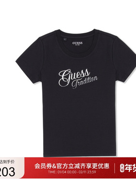 GUESS女士休闲经典镶钻百搭简约短袖T恤-YP2K2430