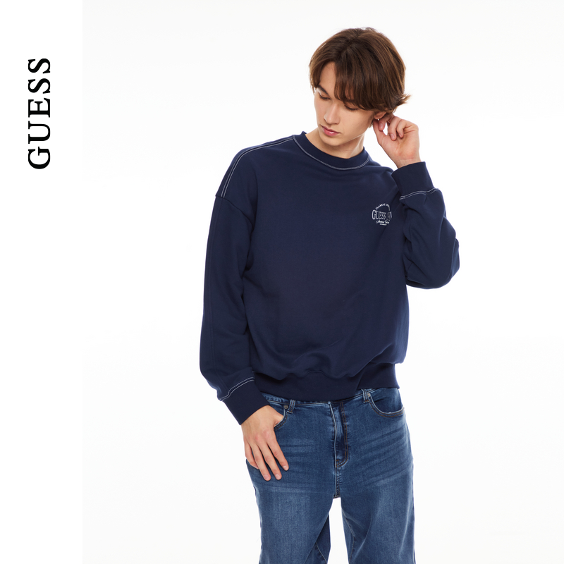 GUESS运动休闲简约圆领长袖卫衣