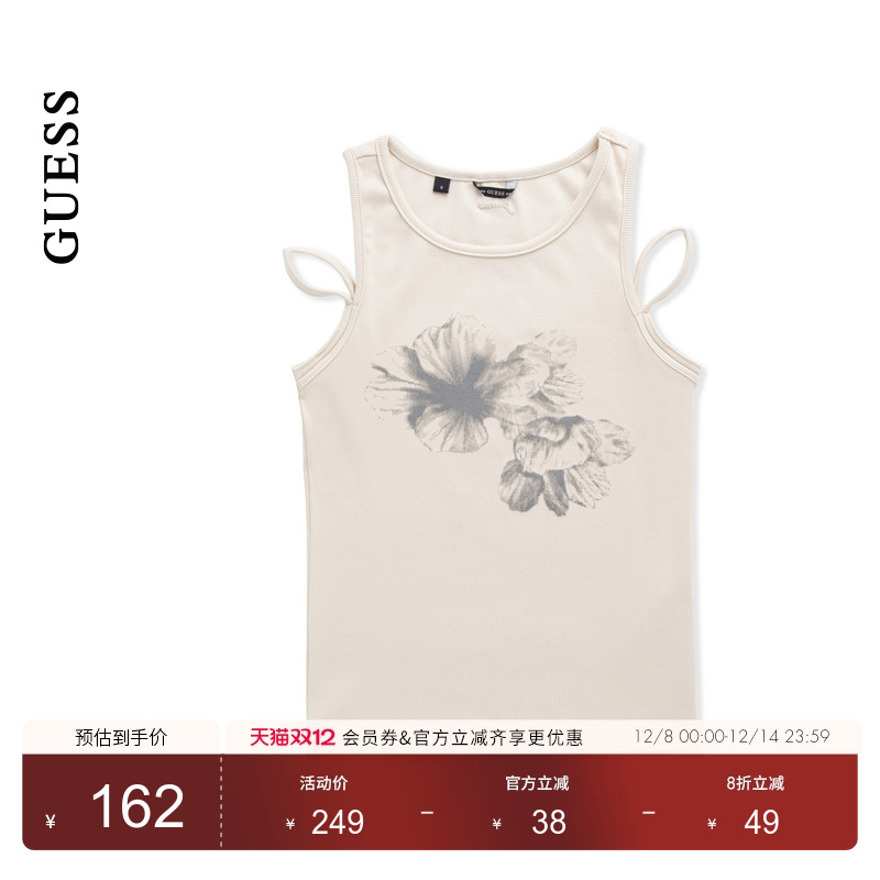 GUESS女士设计款印花纯欲无袖露肩针织衫-YP2K2460