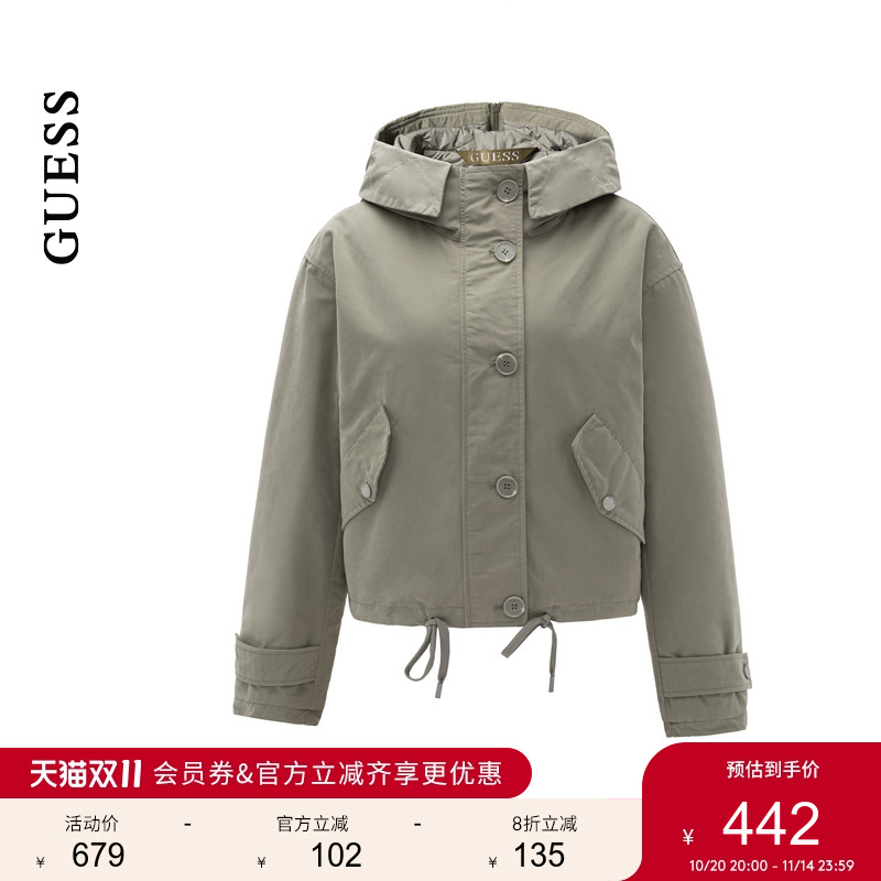 GUESS休闲高领连帽外套