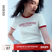 GUESS 女士多巴胺撞色甜美休闲圆领T恤 W4PP96K2Q40
