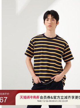 GUESS男士时尚赛博撞色横版条纹纯棉T恤-M4PI86K2Q40